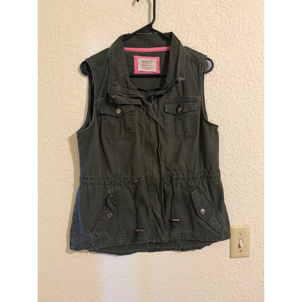 Ashley by 26 International Utility Vest Olive Green Large Gorpcore Safari